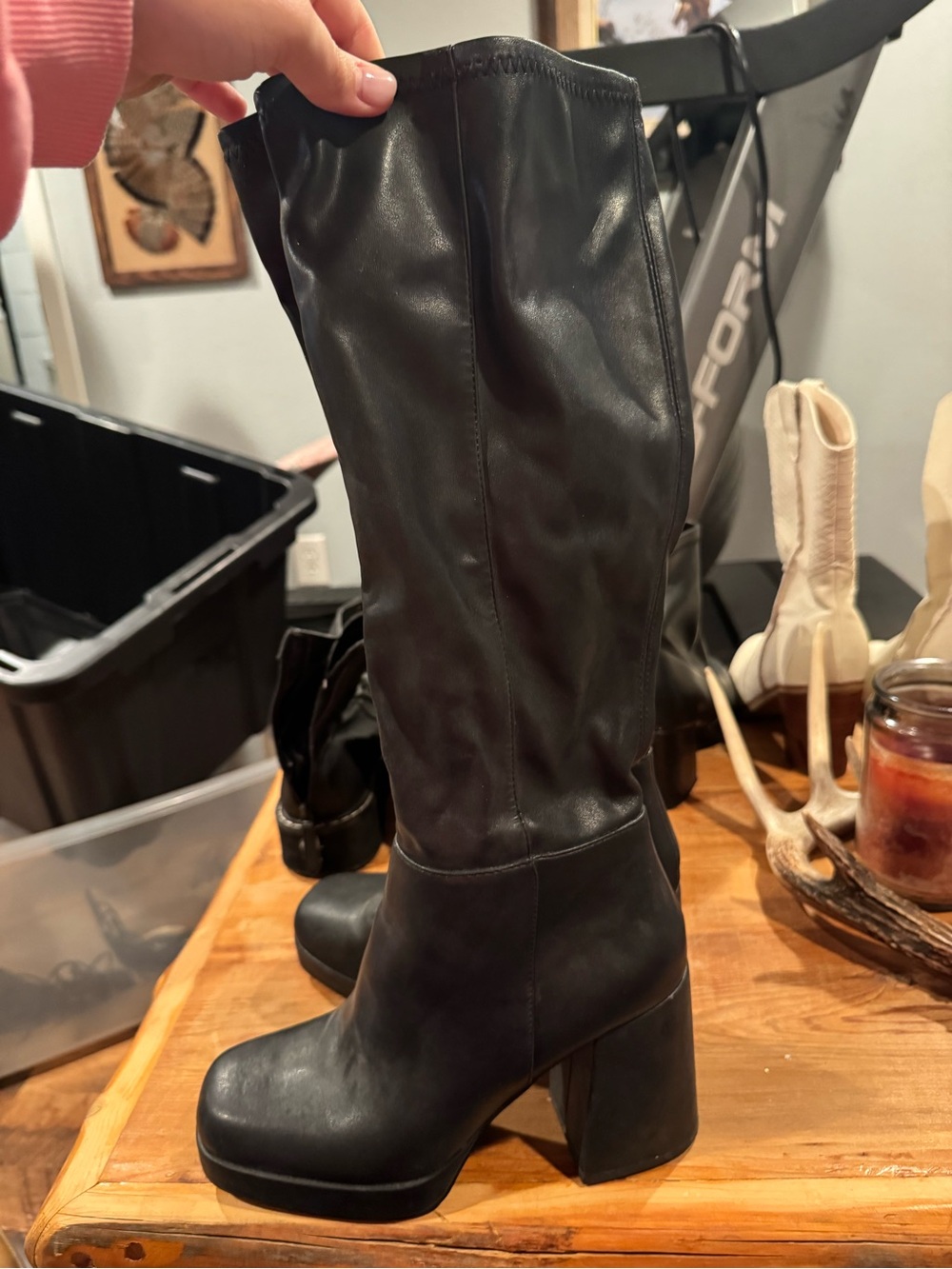 Steve Madden Black Platform Knee-High Women's Boots